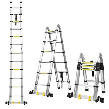 Stabilný teleskopicky hliníkový rebrík áčko 5,6M alebo 2x2,8M
