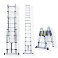 Dvojdielny hliníkový rebrík, teleskopický, viacúčelový, 5 metrov, (2,5+2,5) nosnosť 150 kg