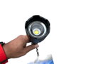 Nabíjateľná LED baterka s vysokým výkonom, šošovkou a nastaviteľným ZOOMOM P90