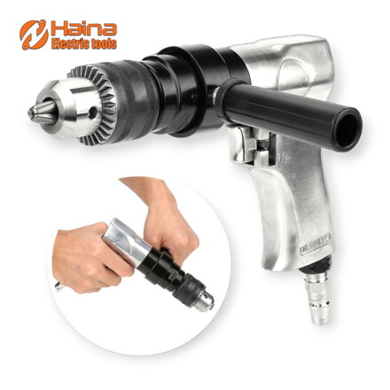 Pneumatická vŕtačka, 1,5mm-13mm Kľúčové skľučovadlo, Vzduchová Air Drill, 900 ot./min, CW/CCW, 360° Otočná rukoväť - Haina HM6397