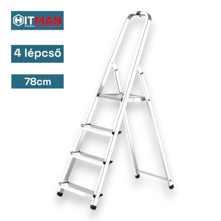 Jednostranný hliníkový rebrík, 78 cm vysoký, 4-stupňový, nosnosť 125 kg - Hitman HT-NIL-6482
