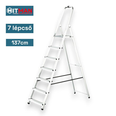Jednostranný hliníkový rebrík vysoký 137 cm, 7-stupňový, nosnosť 125 kg - Hitman HT-NIL-6485