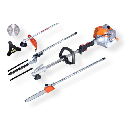 Professional Kombi Kosačka - 5,5 konských síl, 63 cm³, Strihač živých plotov, Prerezávač konárov, Kosačka na trávu a krovinorez - KrafTech KT/GT-7120X