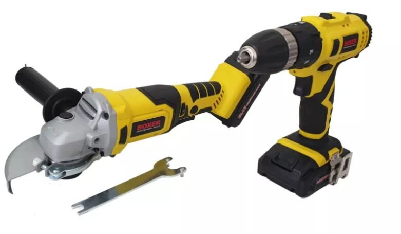 BOXER SR-015 (STRAUS AG240) AKU vŕtačka s príklepom a AKU uhlova brúska súprava 2x akumulator BOXER SR-015 (STRAUS AG240) AKU vŕtačka s príklepom a AKU uhlova brúska súprava 2x akumulator